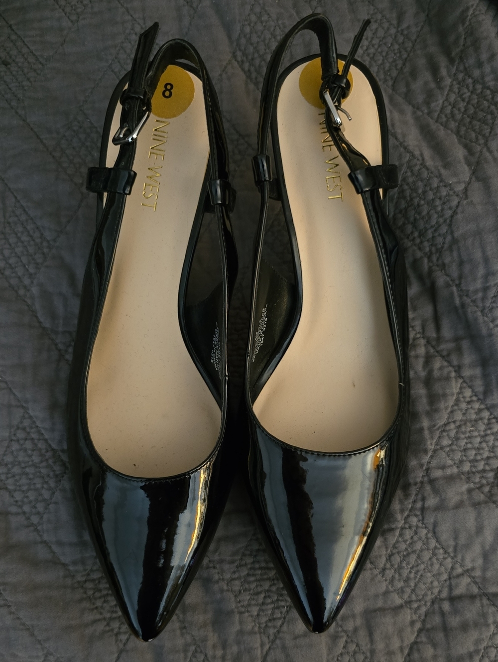 Nine West Black Patent Pointed-Toe Slingback Flats